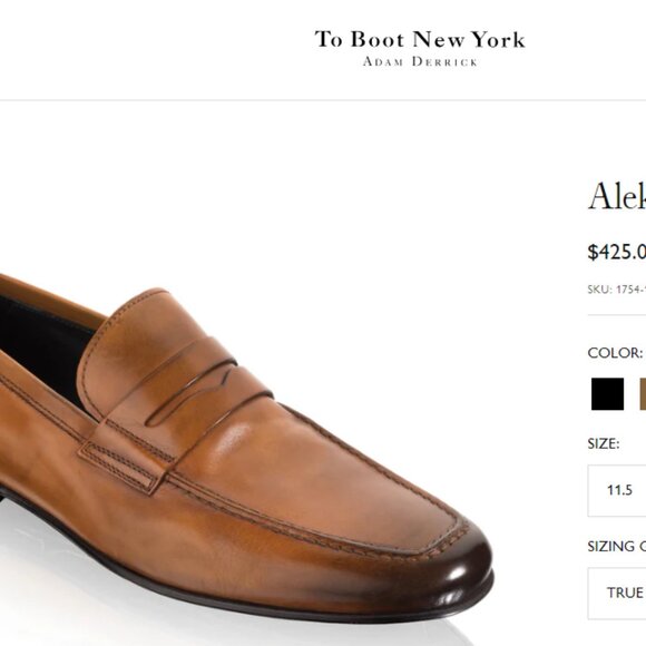 $425 To Boot New York Alek Penny Loafer Cognac Tan Leather 11.5 Super Clean! - Picture 13 of 13